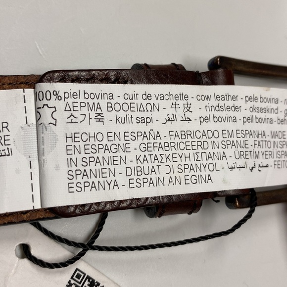 NWT. Zara Man Brown Topstitched Leather Belt. Size 34. - Picture 10 of 14